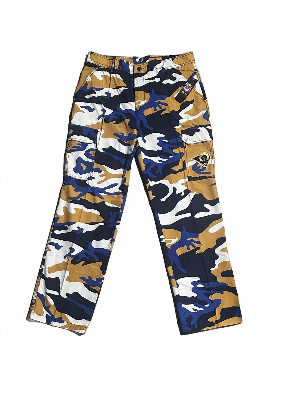 NWT NFL Embroidered Los Angeles Rams 34x34 Camo Cargo Pants